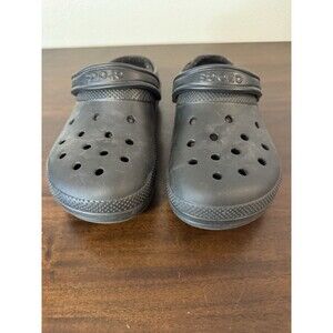 Crocs Classic Dual Comfort Unisex Black Fleece Lined Slip-on Clog Shoes M8/W10